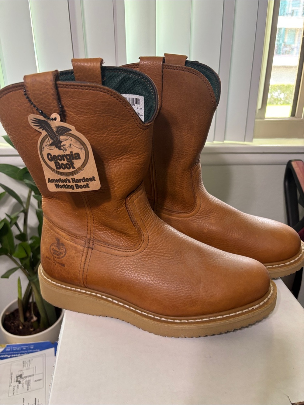 Georgia Wellington Boot Men’s Brown Cowboy Work Boots 11 WIDE